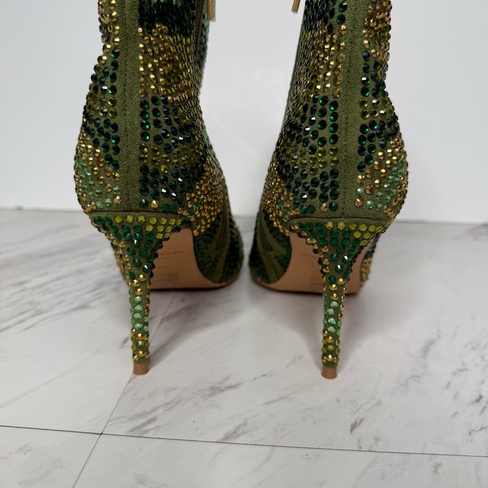 Kurt Geiger Belgravia Camo Rhinestone Pointy Toe Heeled Bootie 36.5 - Picture 4 of 15